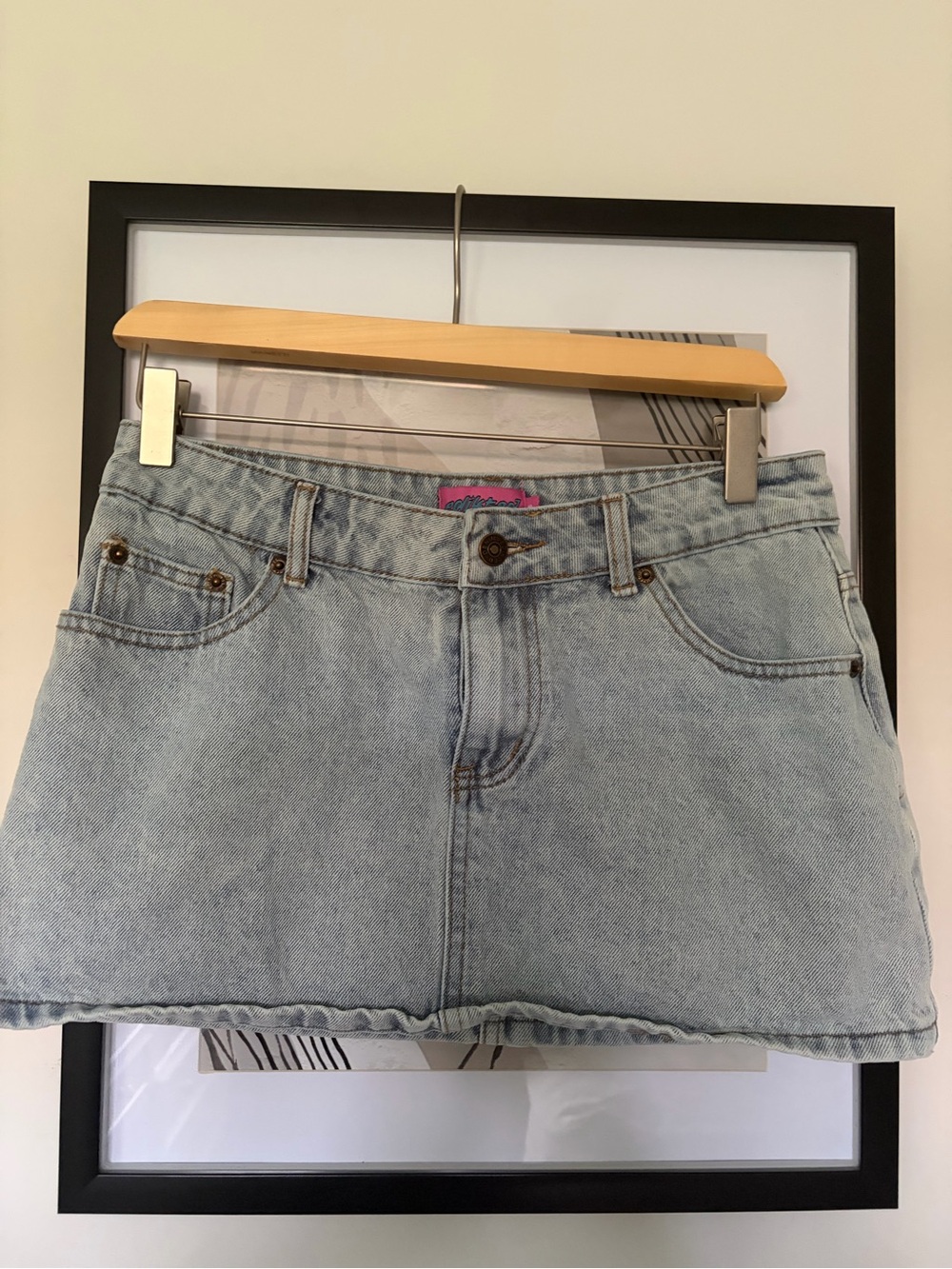 Edikted Light Wash Denim Mini Skirt